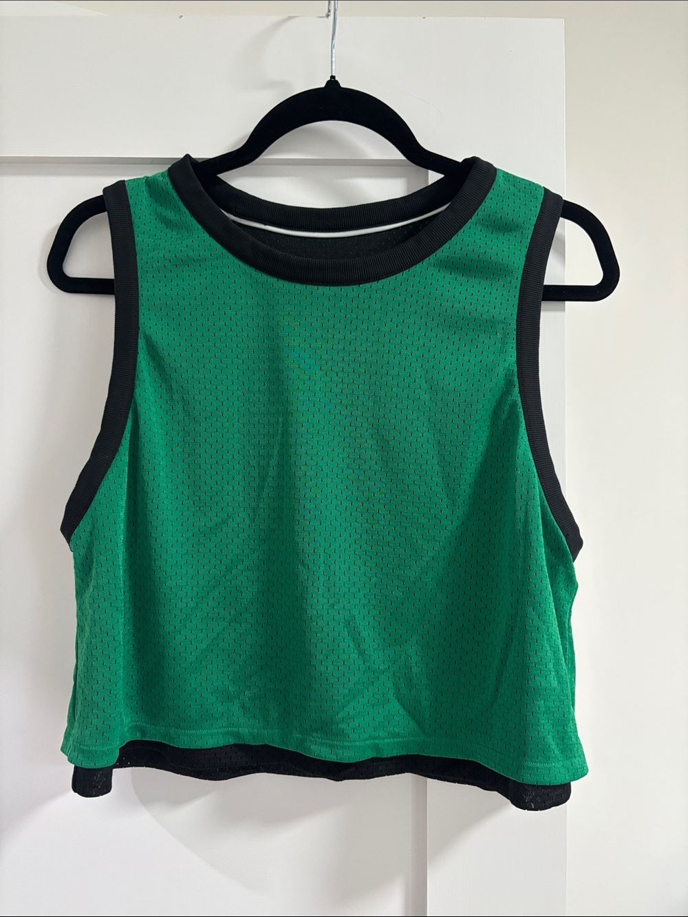 lululemon athletica Green Mesh Crop Tank with Black Trim